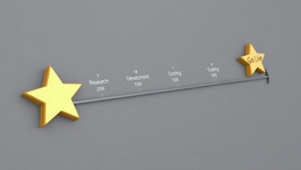 3D timeline depicting 'Go Live' phase with golden star, HCM rollout failures concept.