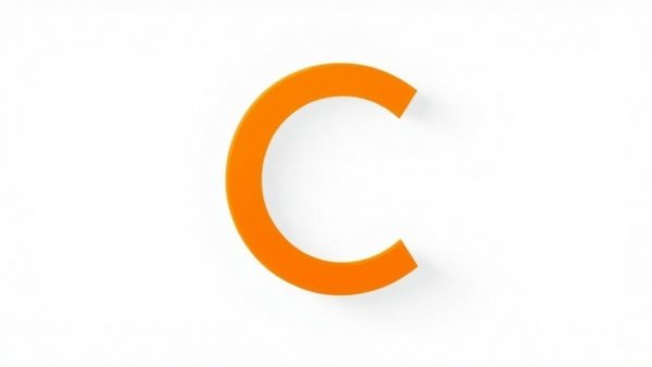 Orange letter C on white background, blurred design.