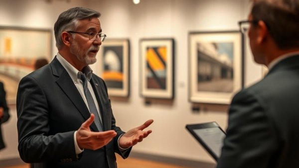 Speaker presenting in San Antonio workshop at art gallery.