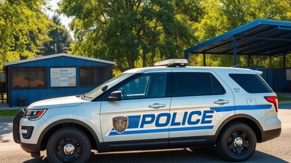 State police SUV parked at Traffic Incident Management Training Facility.