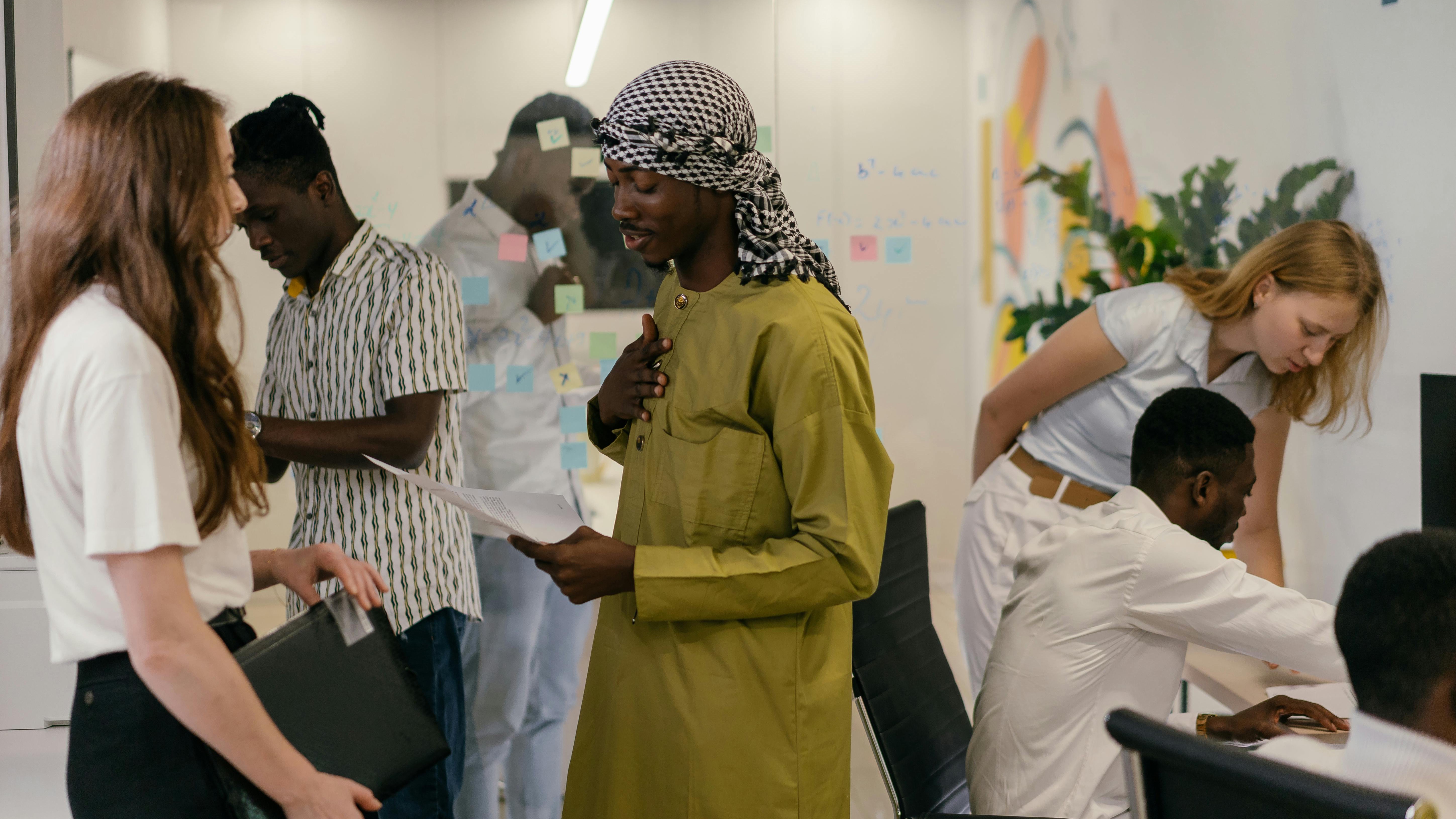 Stylized neural network illustrating AI and connectivity in the workplace.