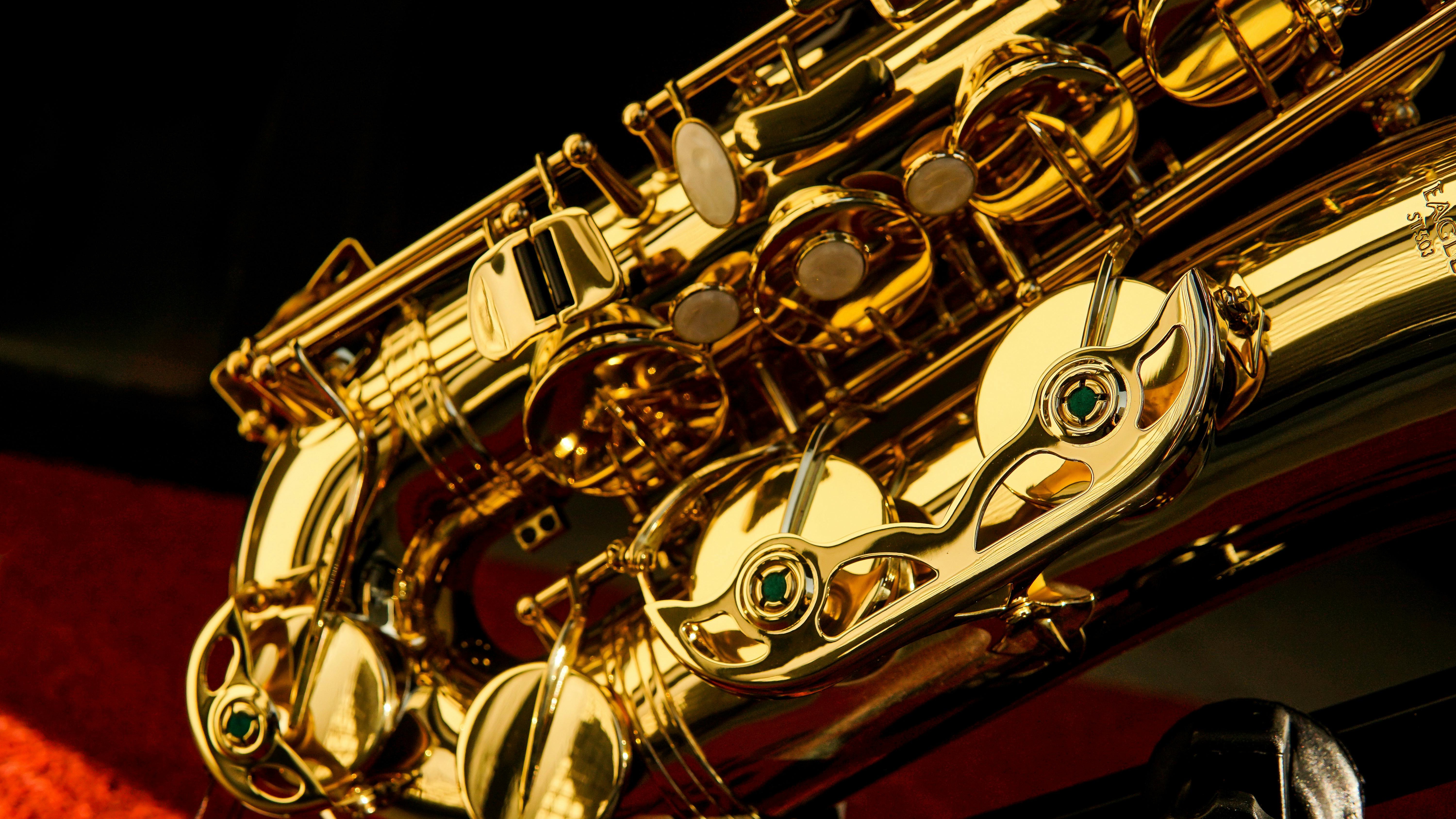 Close-up of saxophone playing, Omaha jazz legacy theme.