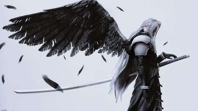 Imposing winged character in Final Fantasy VII Revelation, dramatic scene.
