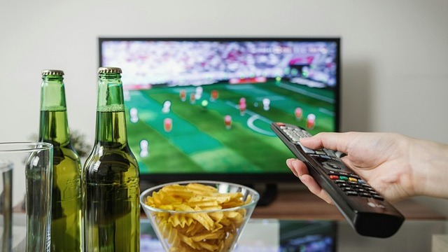 Modern entertainment setup for using IPTV to watch TV and movies.