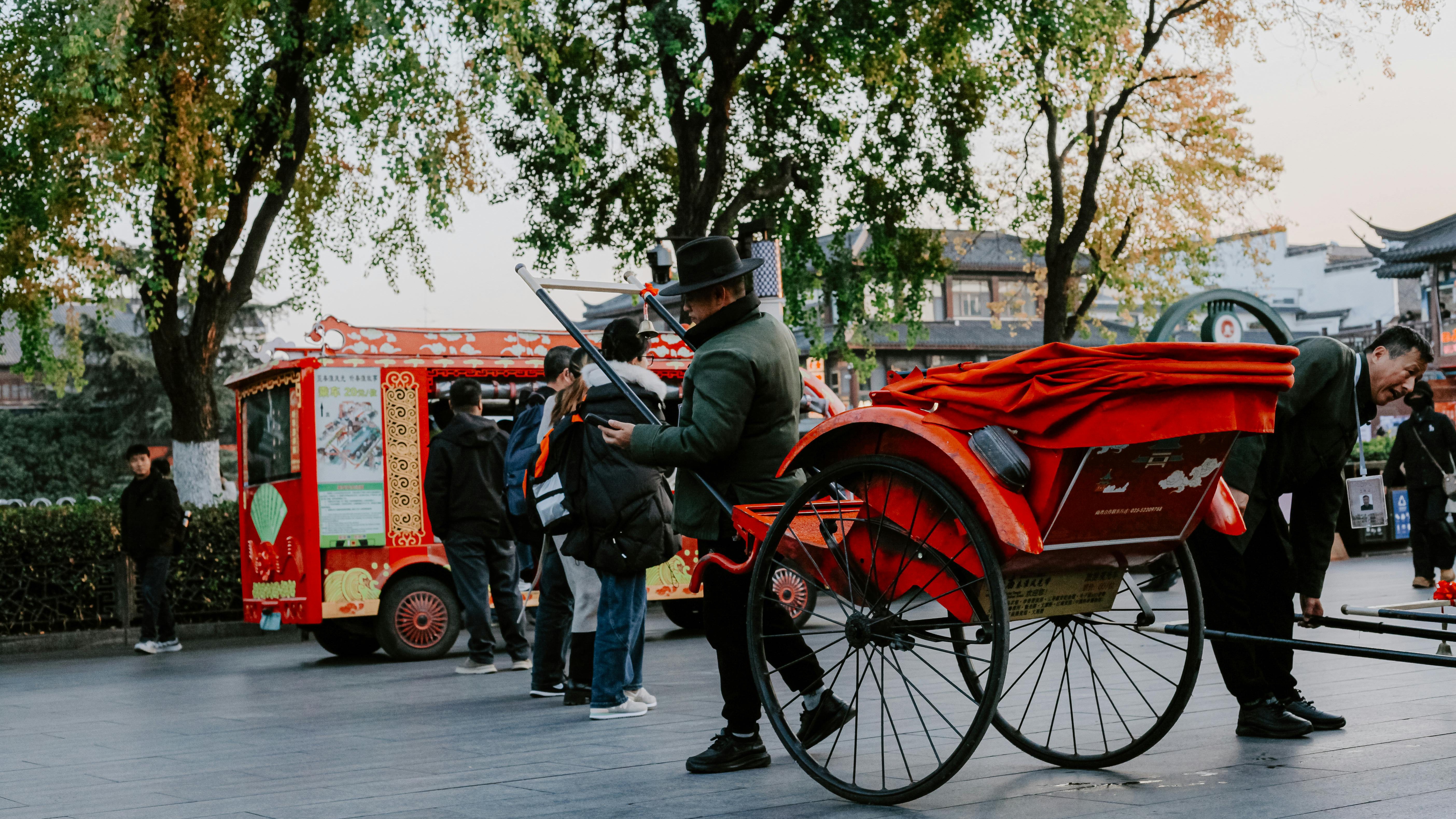 American entrepreneur in China, standing in a green garden.