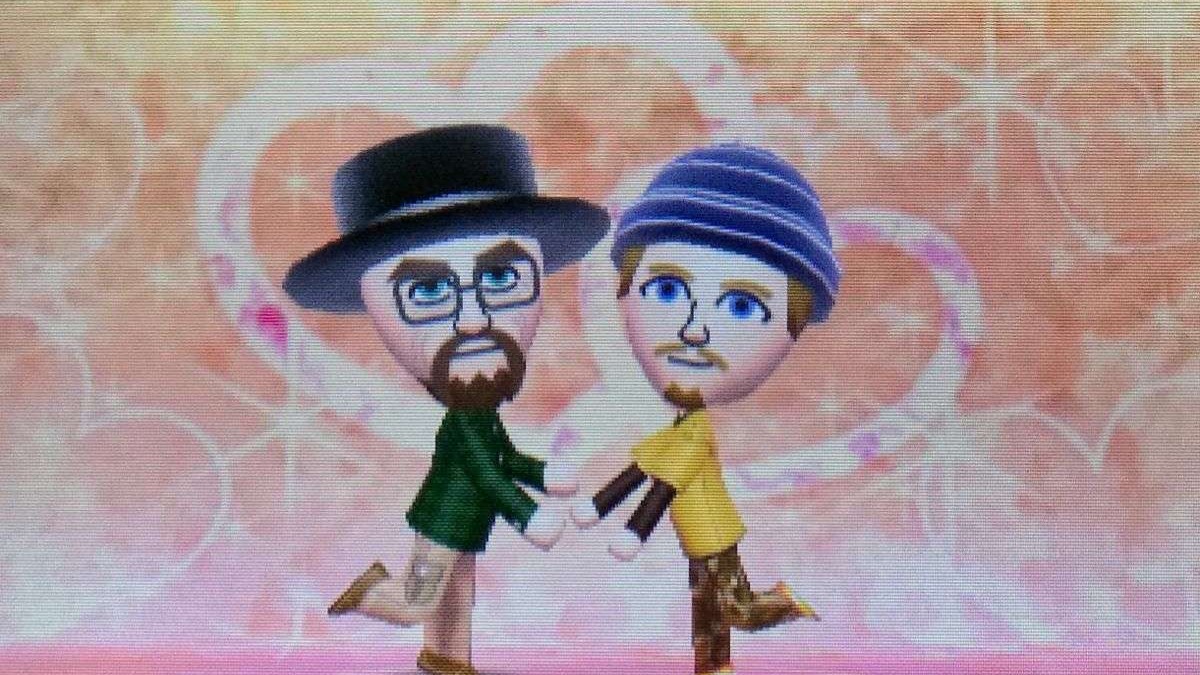 Tomodachi Life character close-up with vibrant sky.