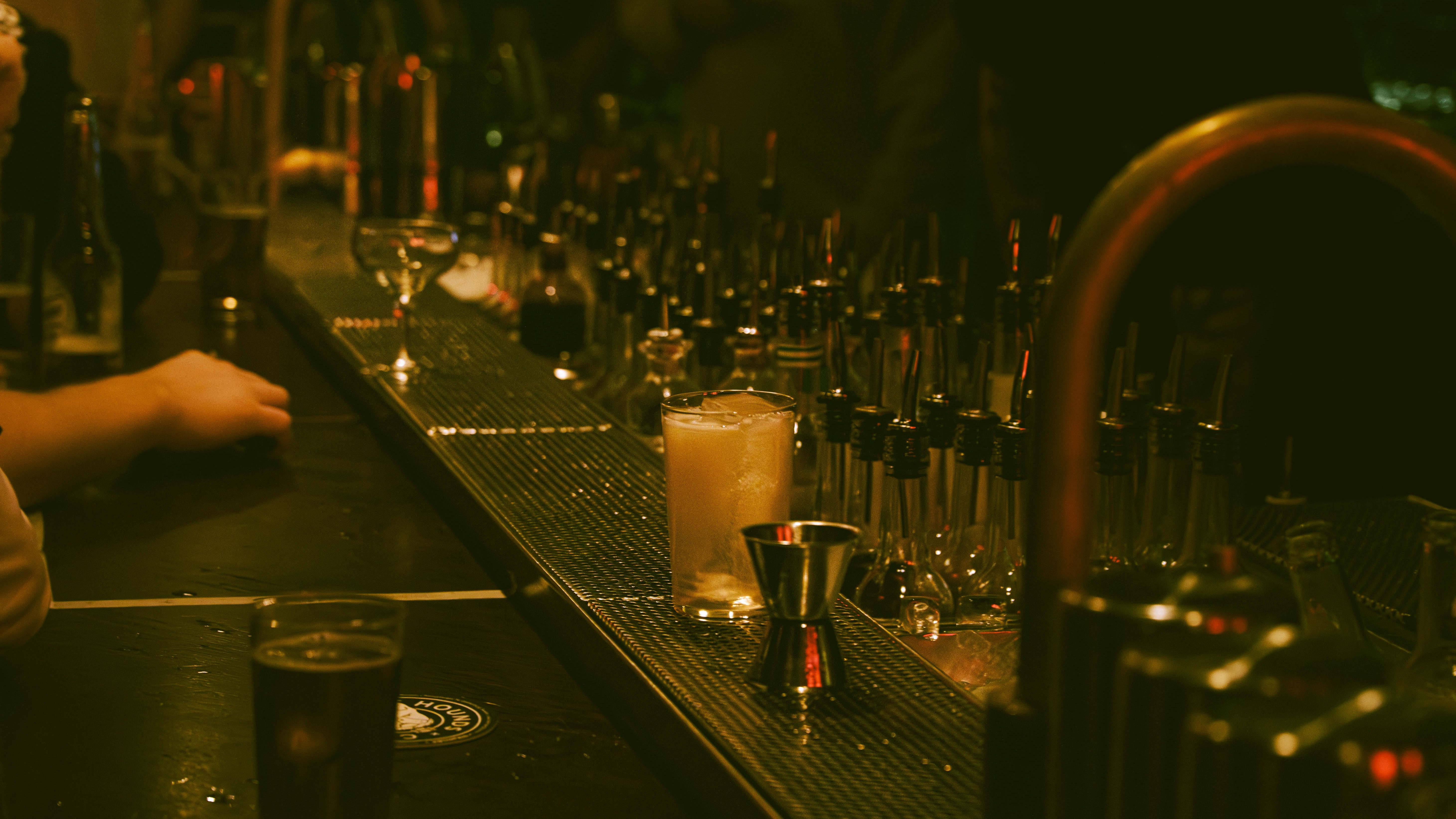 Spicy cocktail at San Antonio restaurant with lime garnish.