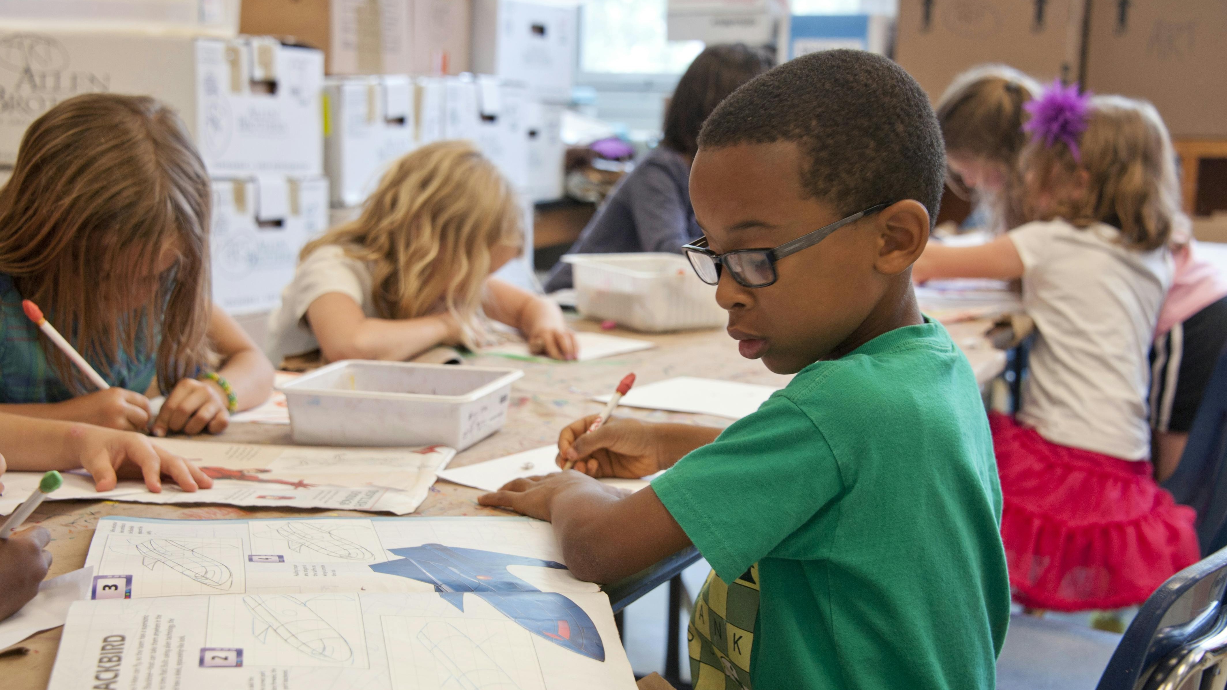 Mother and kids shopping school supplies, highlighting debt for fitting in at school.