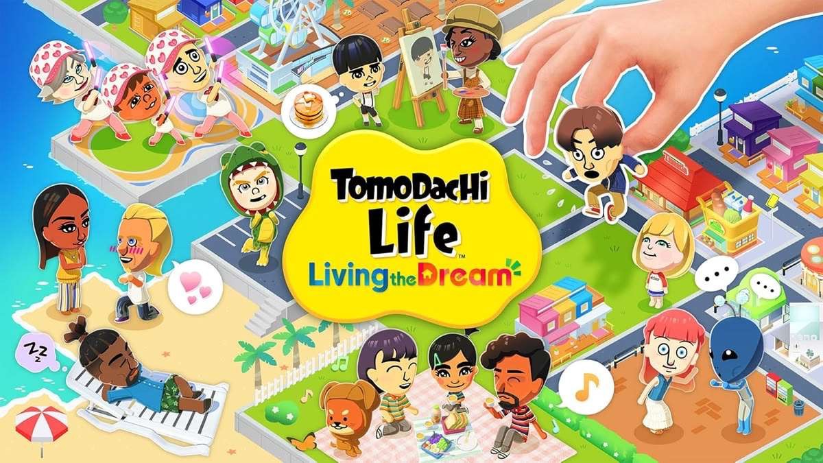 Tomodachi Life character by vending machines, enjoying beach scenery.