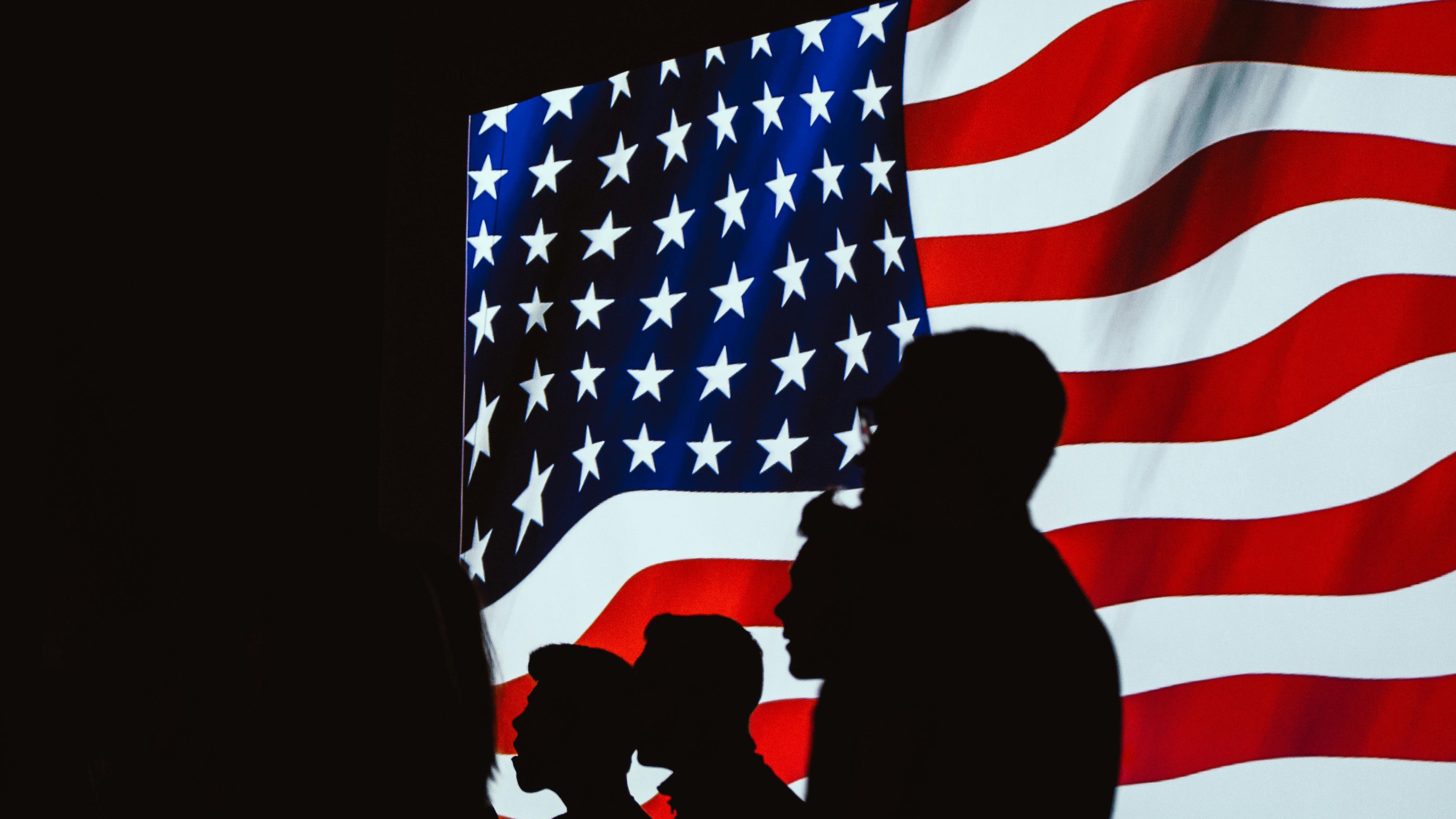 Military officer arranging flags in a garden during Veterans Day celebration