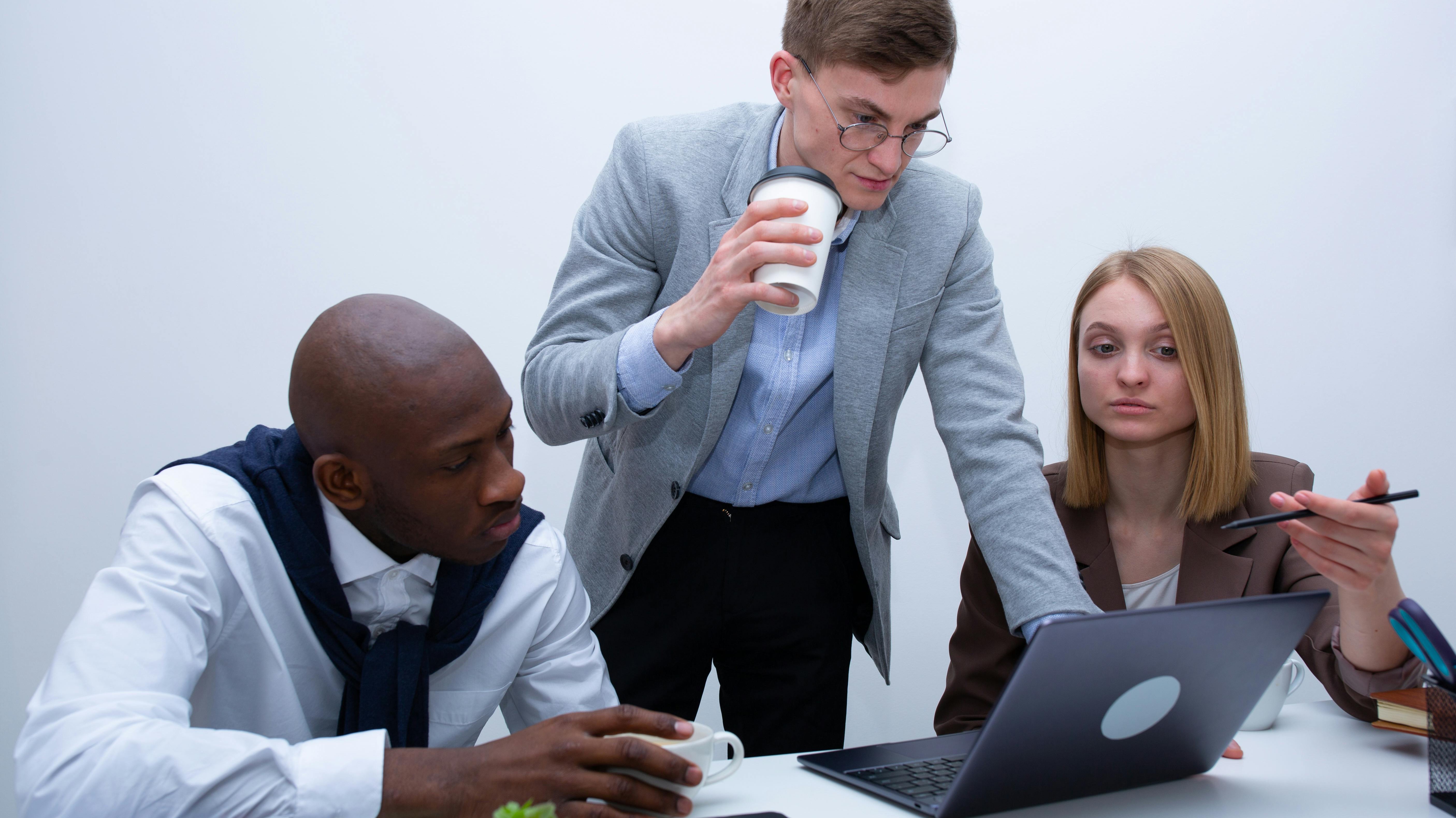 Future workplace with AI and automation in a modern setting.