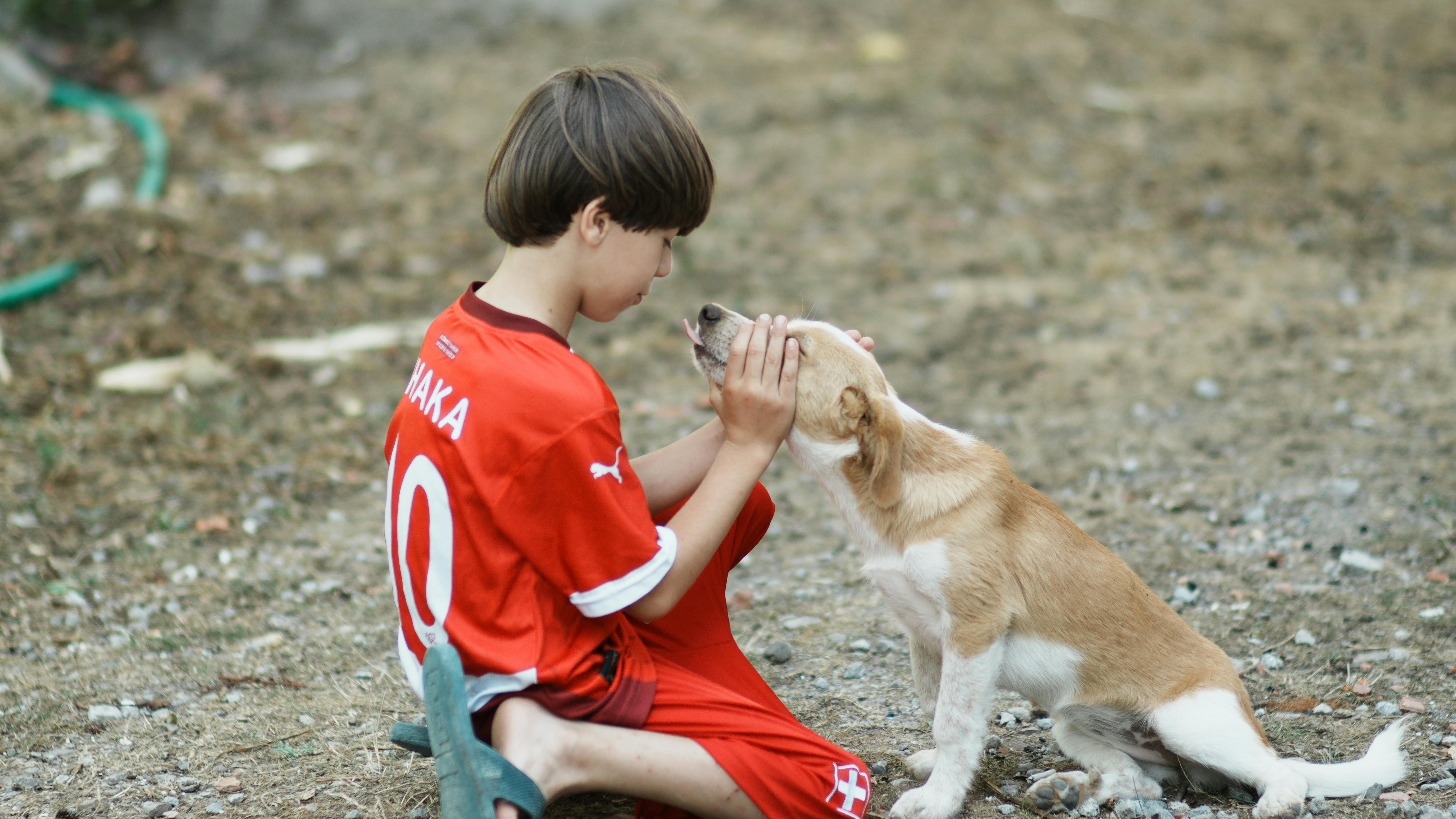Woman enjoys shopping with dog in pet store