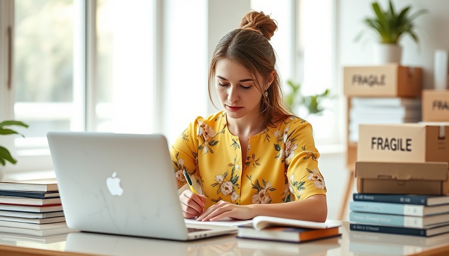 Planning considerations for small business AI projects with businesswoman at desk.