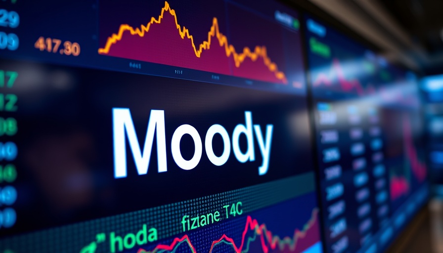 Moody's economic outlook displayed on a financial screen with stock data.