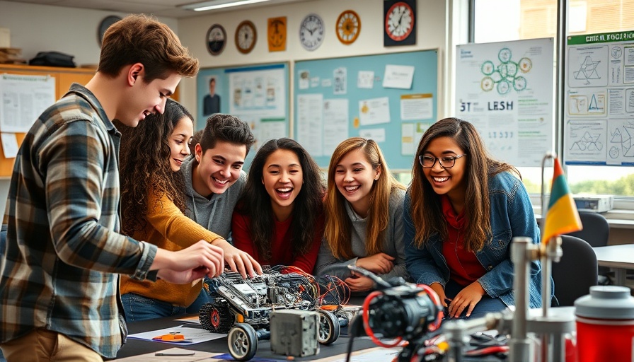 Diverse students collaborate on robotics, showcasing Omaha STEM ecosystem.