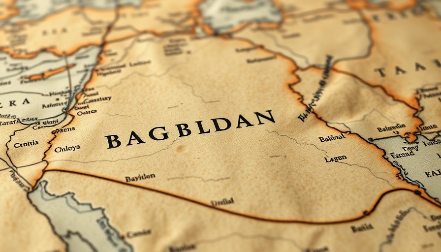 Close-up of an ancient map of Iraq showing historic regions.