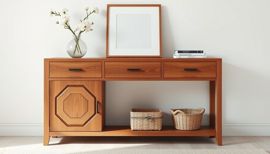 DIY console table with drawers and decorative accents in a minimalistic setting