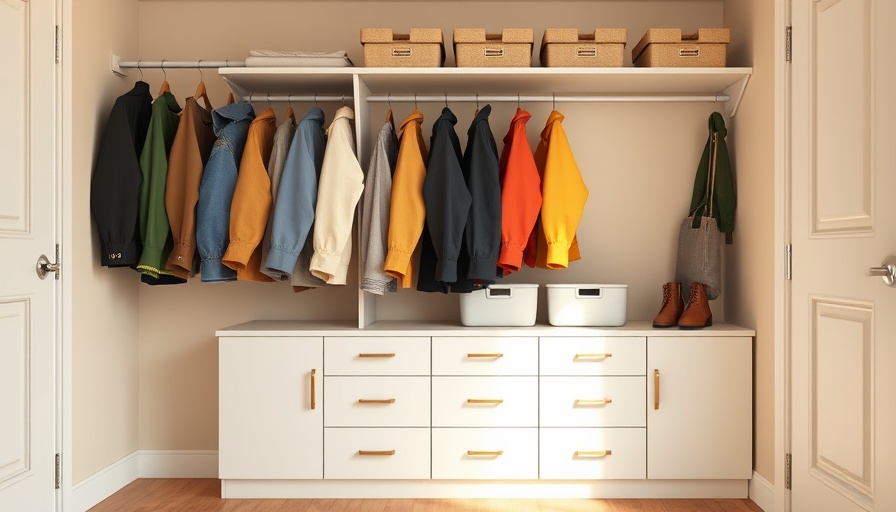 Tidy hall closet organization ideas with jackets and storage.