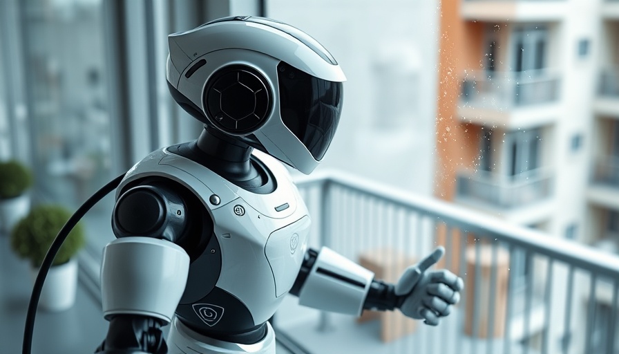 Modern window cleaning robot on glass in smart home.