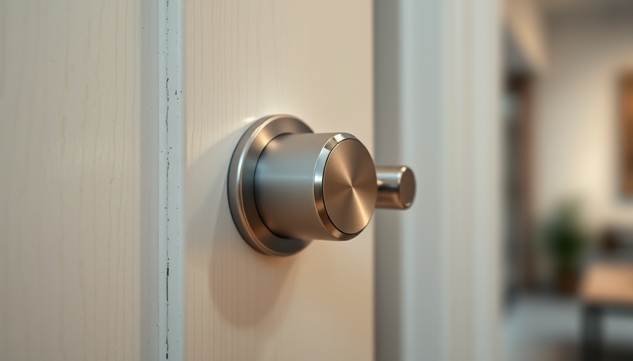 Close-up of smart lock installation on white door.
