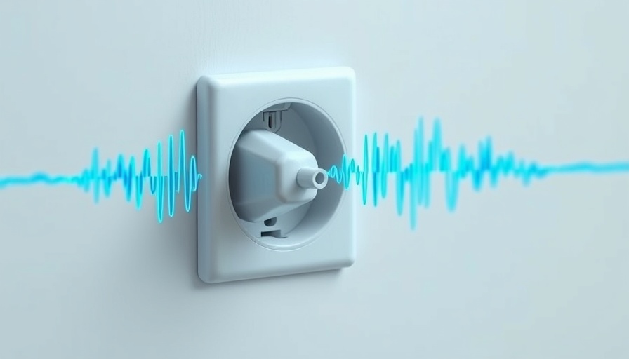 Abstract audio noise from power outlet, illustrating how to eliminate.