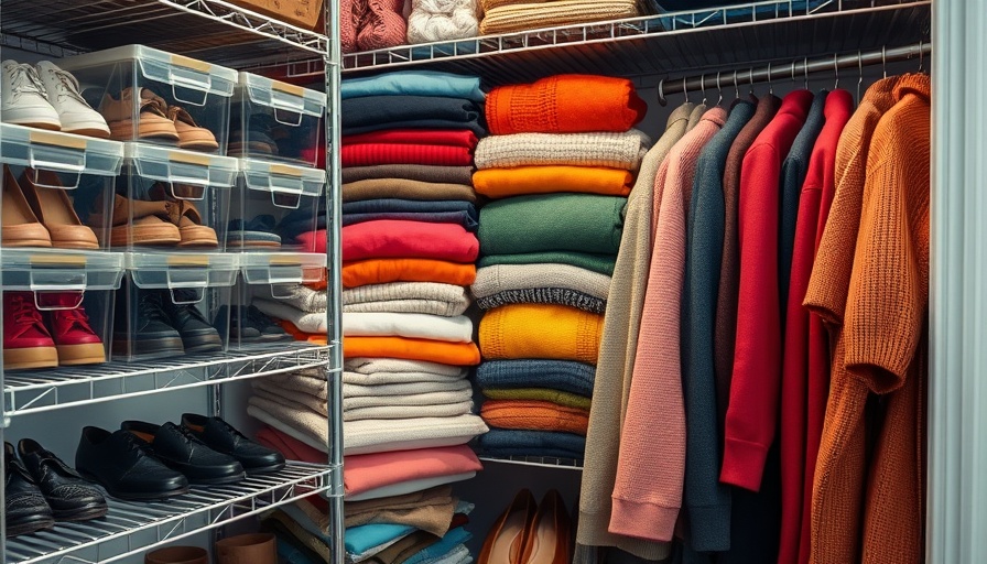Shoe organization ideas in a neatly arranged closet with clothes.