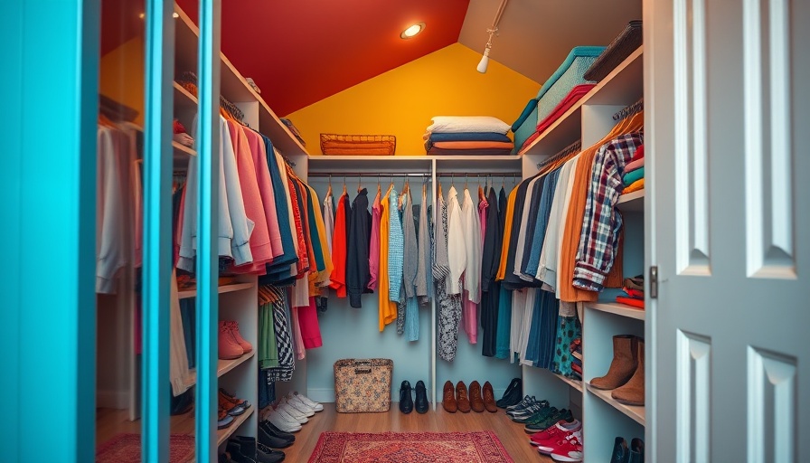 Organized walk-in closet ideas with colorful clothes and shoes