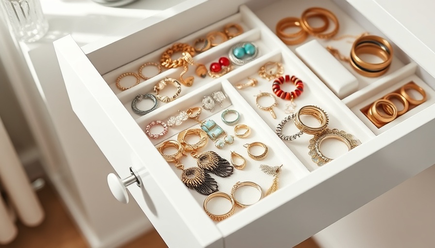 Jewelry storage ideas: white drawer with organized accessories.