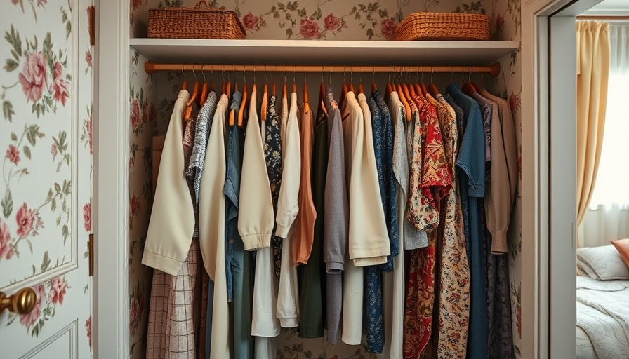 Chic closet makeover with floral wallpaper and neat organization