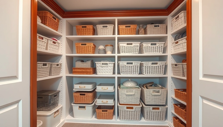 Organized closet with bins and shelves showcasing closet organization hacks.