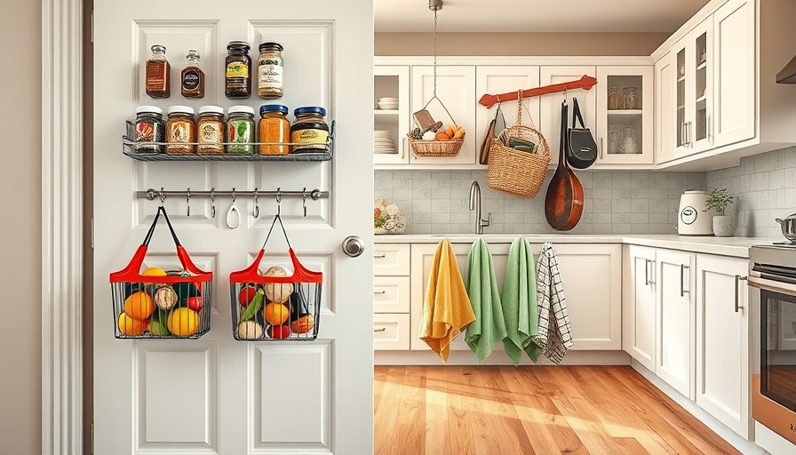 Efficient behind-the-door storage ideas in a bright kitchen.