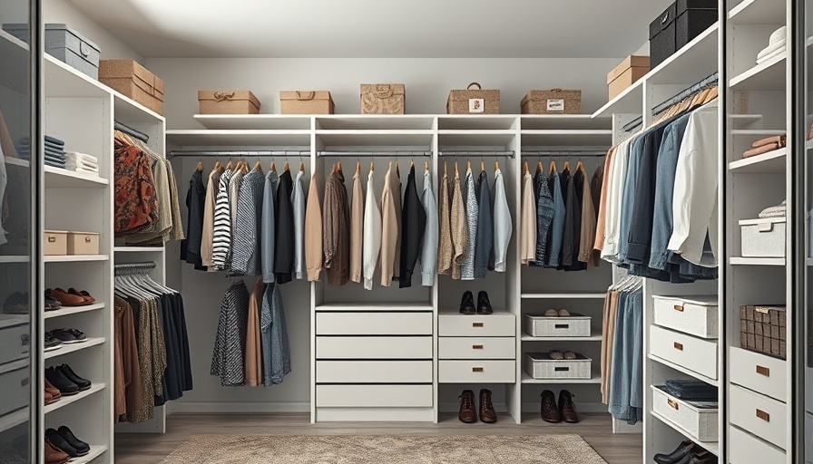 Maximize closet space with organized shelves and clothing racks.
