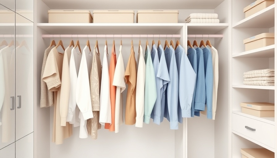 Efficient closet organization hacks with neatly arranged clothes and boxes.