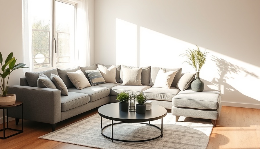 Modern living room sunlight streaming, highlighting decorating mistakes making your home feel hotter.