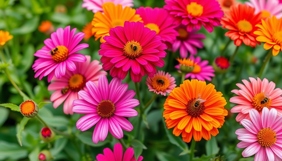 Flowers attracting pollinators in a vibrant garden.
