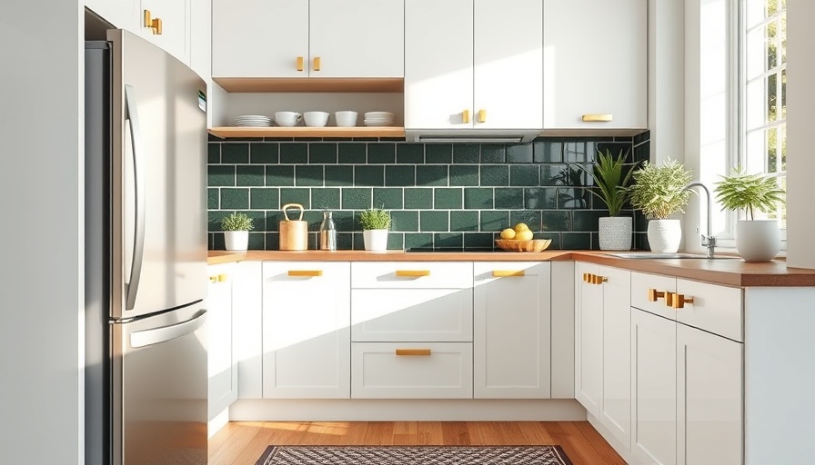 Modern kitchen with stainless steel fridge and budget-friendly decor.