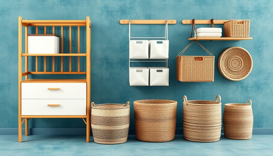 Innovative storage ideas featuring diverse organizers against a blue-green background.