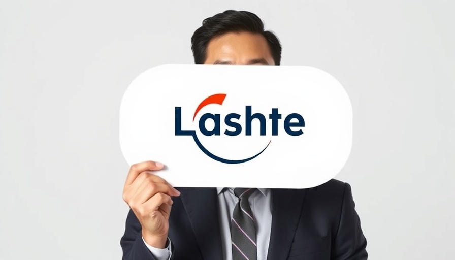 Smiling professional holding speech bubble with Oysterlink logo in hospitality context.