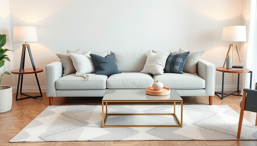 Living room with coordinated throw pillows and rug.