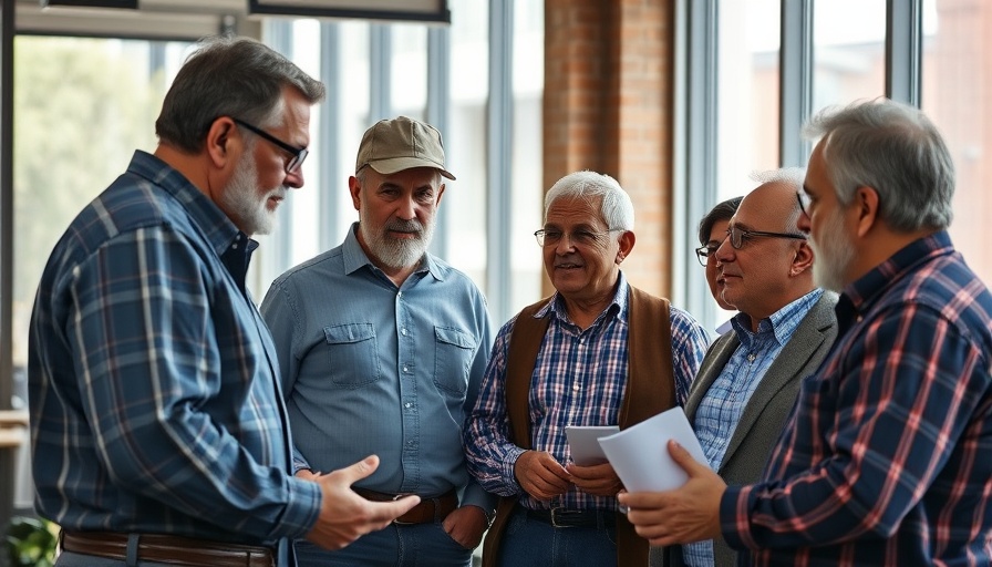 Veterans engaging in discussion in a modern office for National Hire a Veteran Day.