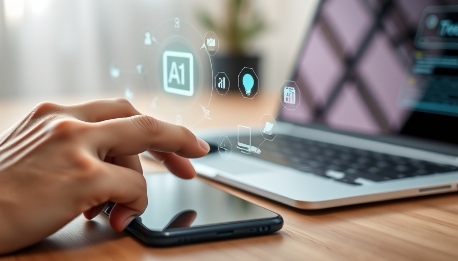 Human experience in HR with AI integration shown on digital devices.