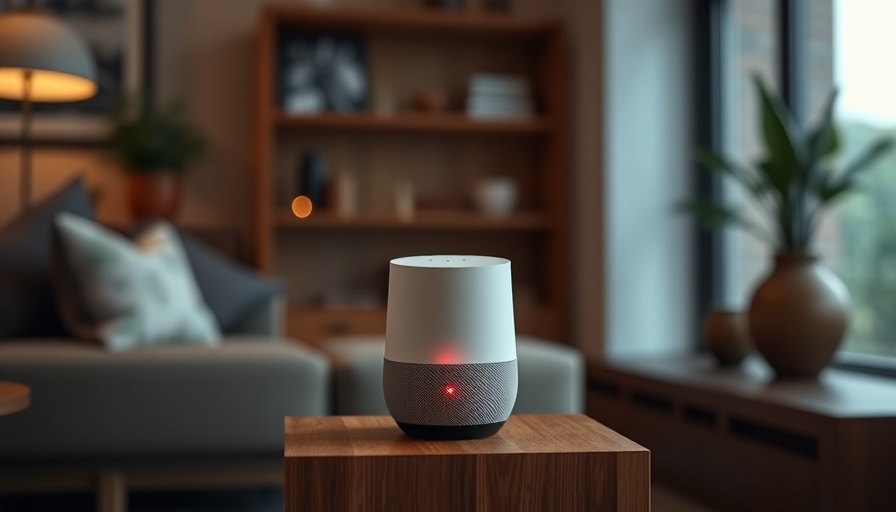 Google Home Mini device malfunction on wooden stand.
