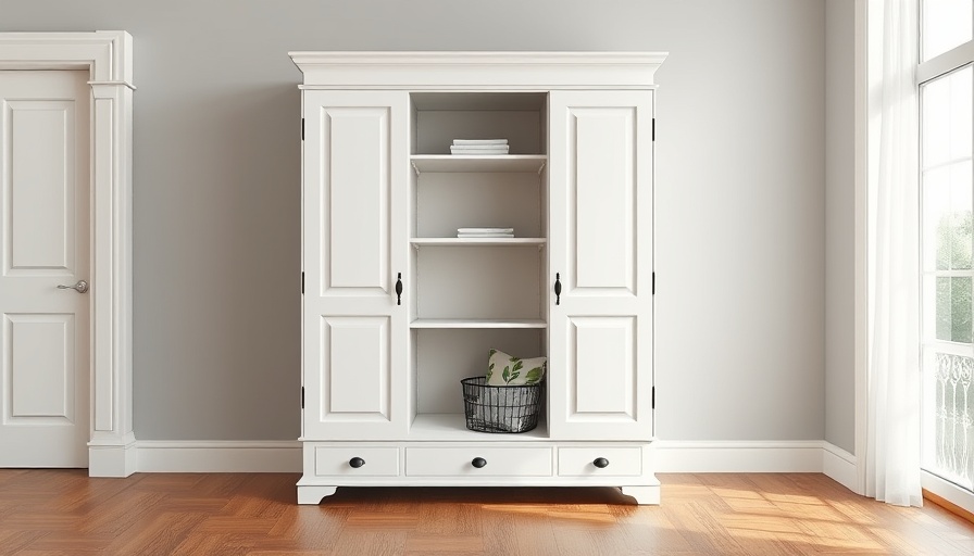 Elegant DIY armoire cabinet with shelves in minimalistic room.