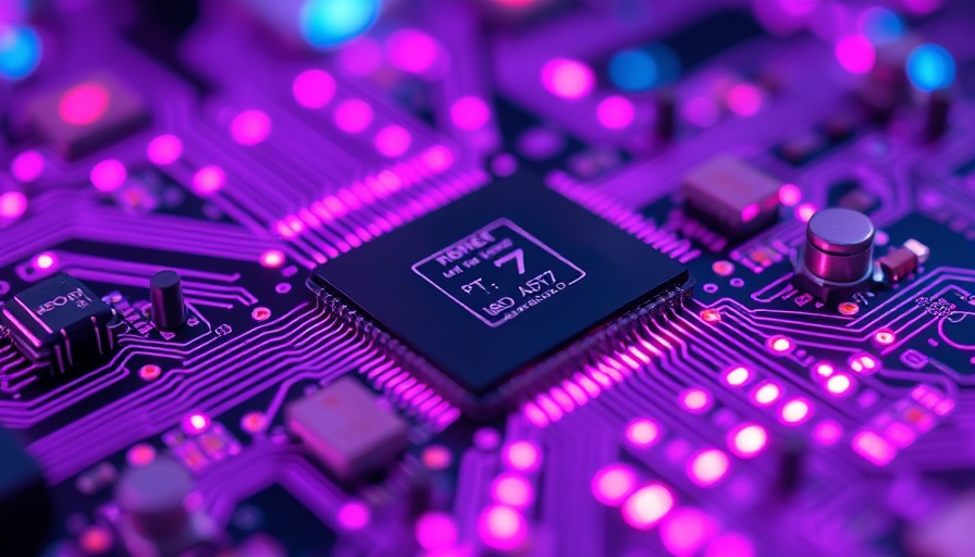 Vibrant microchip with circuitry, representing agentic AI in telecommunications.