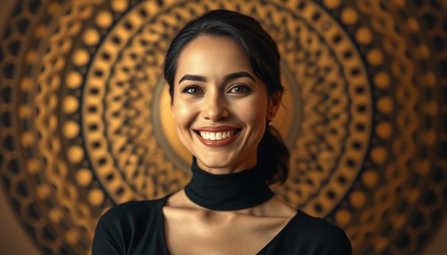 Confident professional woman, black attire, employer branding.