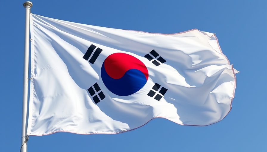 South Korea flag waves under blue sky, symbolizing South Korea sovereign AI project.