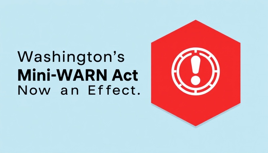 Washington Mini WARN Act alert on map graphic.