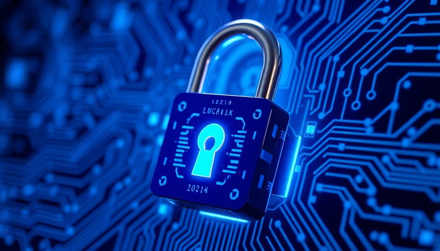Digital padlock on circuit board representing DoD Cyber Defenders Training.