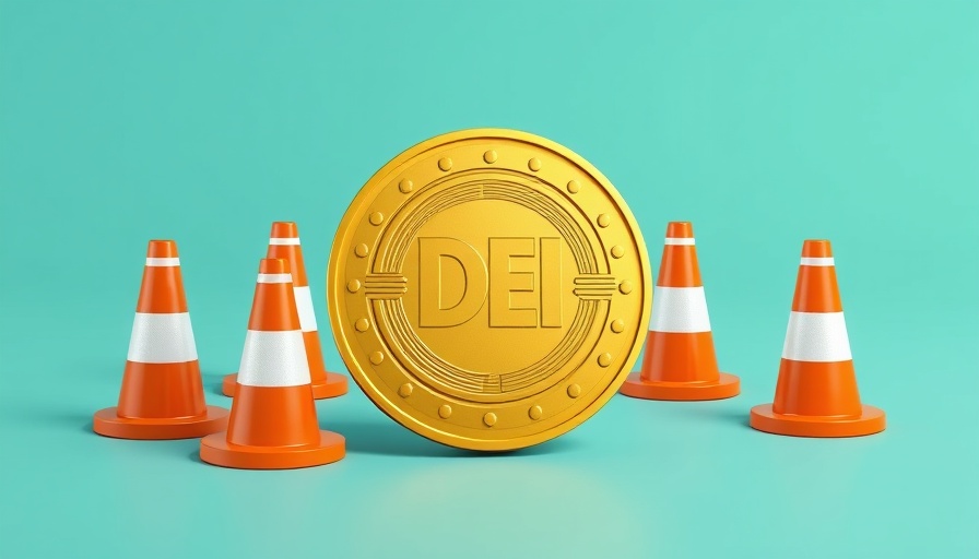 DOJ guidance on employee resource groups concept illustration with DEI coin and cones.