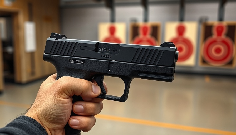 Close-up of Sig Sauer P320 gun safety concerns at shooting range